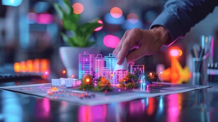  A hand is unrolling a technical blueprint of the standard mini-coffee shop layout