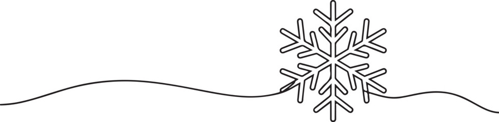Snowflake continuous line drawing in silhouette linear shape christmas and winter concept illustration
