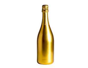 Gold Bottle of Bubbly Beverage on Black Background