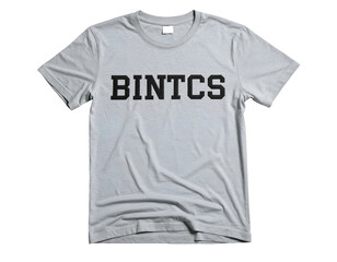 Gray T-Shirt with Black Text On White Background