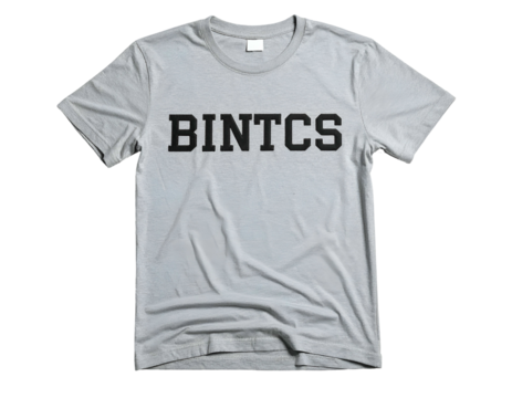 Gray T-Shirt with Black Text On White Background