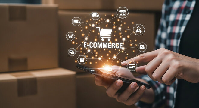 E Commerce Online Shopping Business Mobile App Marketing Digital Store Retail Sales Technology Platform Delivery