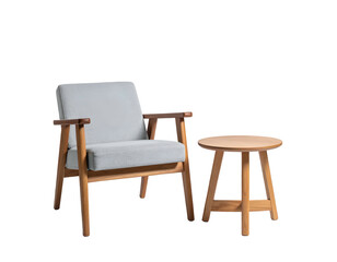 Modern Armchair & Side Table Set Isolated