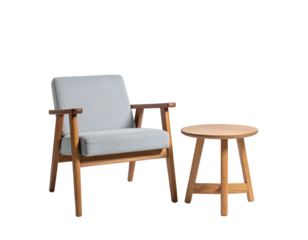 Modern Armchair & Side Table Set Isolated