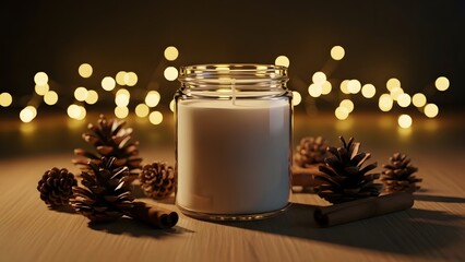 Christmas Candle Jar Mockup: Cozy Holiday Ambiance