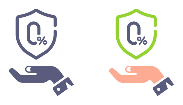 0 percent rate icon. Flat illustration.