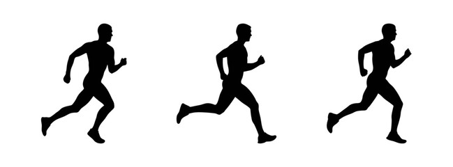 Silhouette running marathon runner athlete fitness jogger exercise workout cardio training sport race