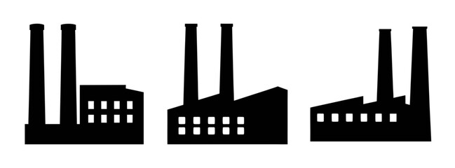 Factory silhouette vector illustration industrial building plant power station icon graphic design element