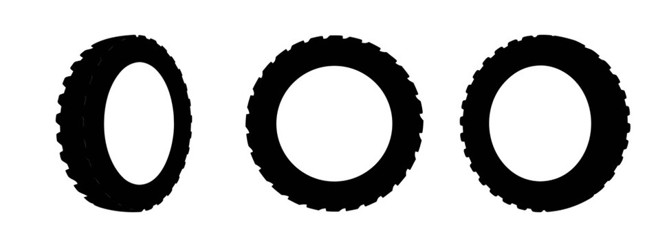 Black tire tread pattern illustration for automotive and motorcycle rubber wheel design concept