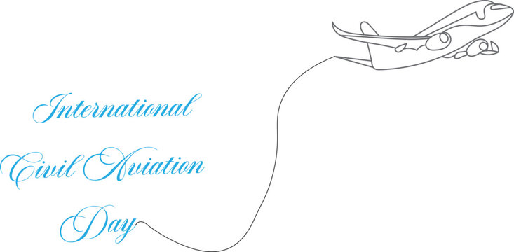 International civil aviation day line art vector.