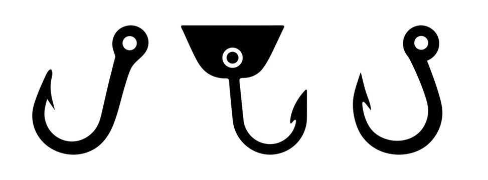 Fishing hooks vector illustration set of various types for angling and recreational fishing needs
