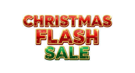 Christmas flash sale text for holiday offer isolated on transparent background