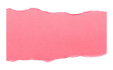 A torn piece of pink paper isolated on transparent background, revealing a rough edge and textured surface