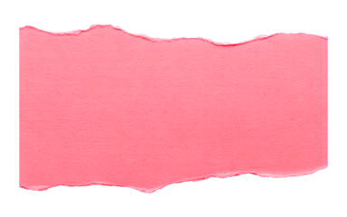 A torn piece of pink paper isolated on transparent background, revealing a rough edge and textured surface