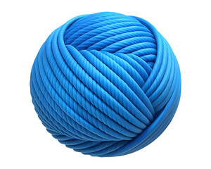 3D Blue Rope Twine Yarn Ball Sphere Render on Transparent Background PNG 