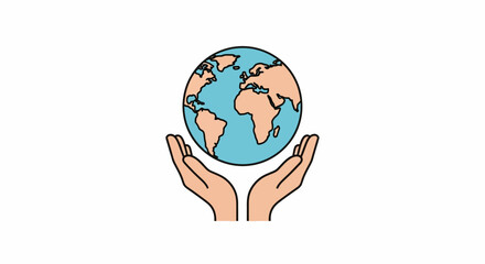 Hands holding the planet Earth illustration.