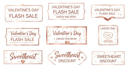 Rose gold valentine's day sales promotion isolated on transparent background