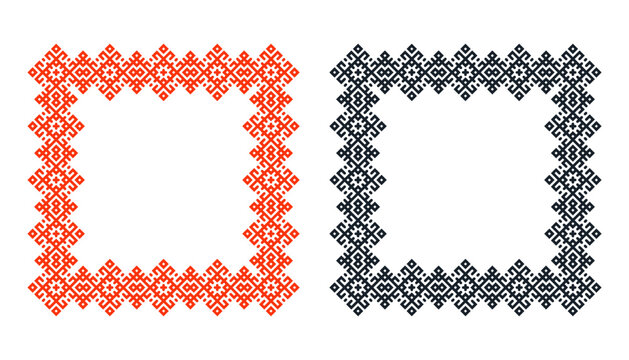 Red ornament Russian style. Flat illustration.