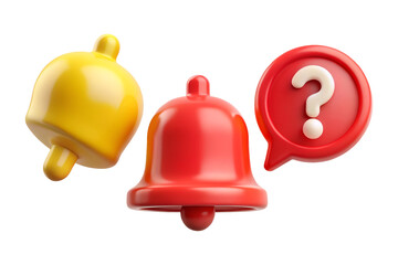 3D Notification Alert Help Question Icons on Transparent Background PNG 