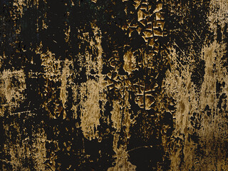 close-up of a dark wall background with peeling yellow paint