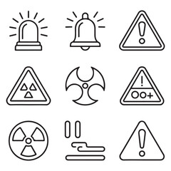 Emergency Alert and Hazard Symbol Pack — Alarm Bell, Biohazard, Radiation and Warning Signs