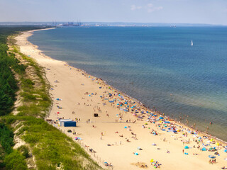 Beautiful scenery of Baltic Sea beach in Sobieszewo at summer , Poland