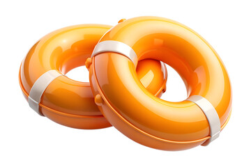 3D Orange Lifebuoy Safety Life Ring Render on Transparent Background PNG 