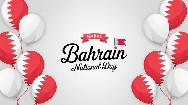 Happy bahrain national day celebration with symbolic flag balloons