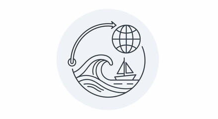 Global Travel and Ocean Voyage Icon.