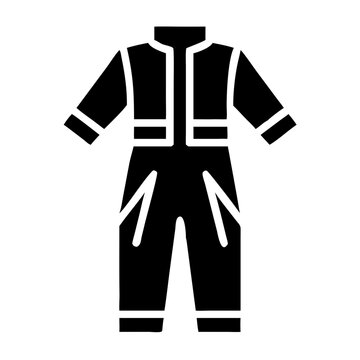 Black jumpsuit or overall clothing icon in a flat style icon