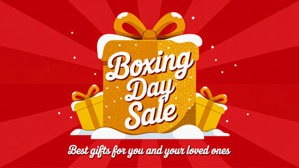 Festive boxing day sale illustration with presents and snowflakes