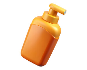 3D Orange Pump Dispenser Lotion Soap Bottle on Transparent Background PNG 