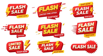 Flash sale limited time offer promotion isolated on transparent background