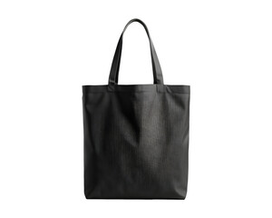 Blank Black Cotton Canvas Tote Bag Mockup on Transparent Background PNG