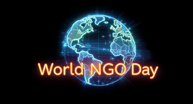Celebrate World NGO Day with this vibrant global design, perfect for promoting nonprofit initiatives and raising awareness for important causes, modern and impactful