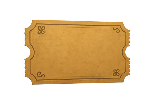 Blank vintage ticket design offering an old paper texture, retro style, and elegant decoration on transparent background