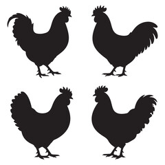 Chicken and Rooster Silhouettes – Farm Animal Vector Pack