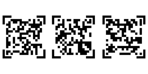 Fototapeta premium Scan qr code for fast digital scanning Isolated vector illustration code for smartphone, scan qr code set flat icon for payment and quick security scanning isolated on white background.