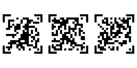 Scan qr code for fast digital scanning Isolated vector illustration code for smartphone, scan qr code set flat icon for payment and quick security scanning isolated on white background.