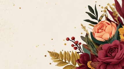 Graphic floral holiday party invitation layout