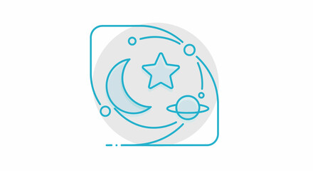 Stylized Celestial Bodies and Cosmic Elements Icon.