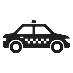 "Taxi Cab Silhouette Icon – Classic Checkered Taxi Vector"