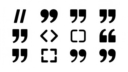 Quotation marks and brackets vector icon set for design projects