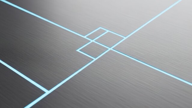 Sleek and modern abstract background featuring glowing light blue geometric lines on a dark textured metallic surface for a high-tech concept