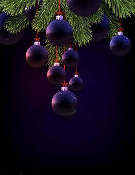 christmas tree and ball decoration with black beckground