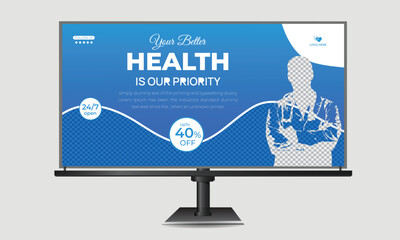 Medical healthcare advertisement billboard banner or cover template design