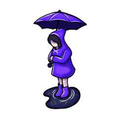 Mysterious Rainy Day Cartoon Character