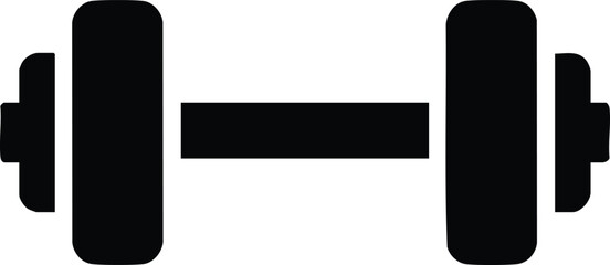 Black dumbbell silhouette representing strength fitness and exercise for health lifestyle and workout routine
