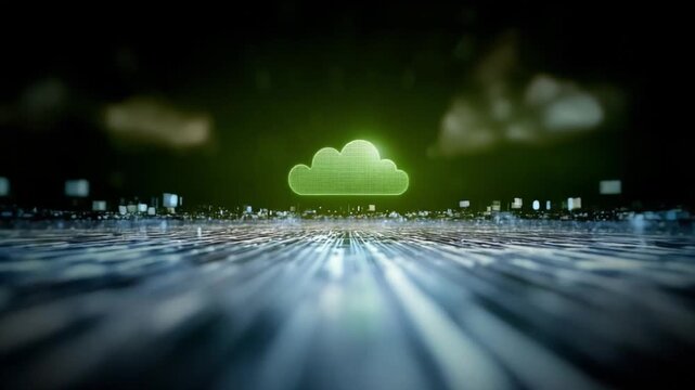 Cloud Computing: A dynamic visualization of cloud computing, showcasing data transfer, and digital connections, a symbol of modern information technology. 