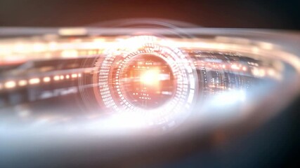 Abstract Technological Eye: Futuristic design featuring a digital eye with glowing elements and intricate technological details, symbolizing vision and innovation. - Powered by Adobe